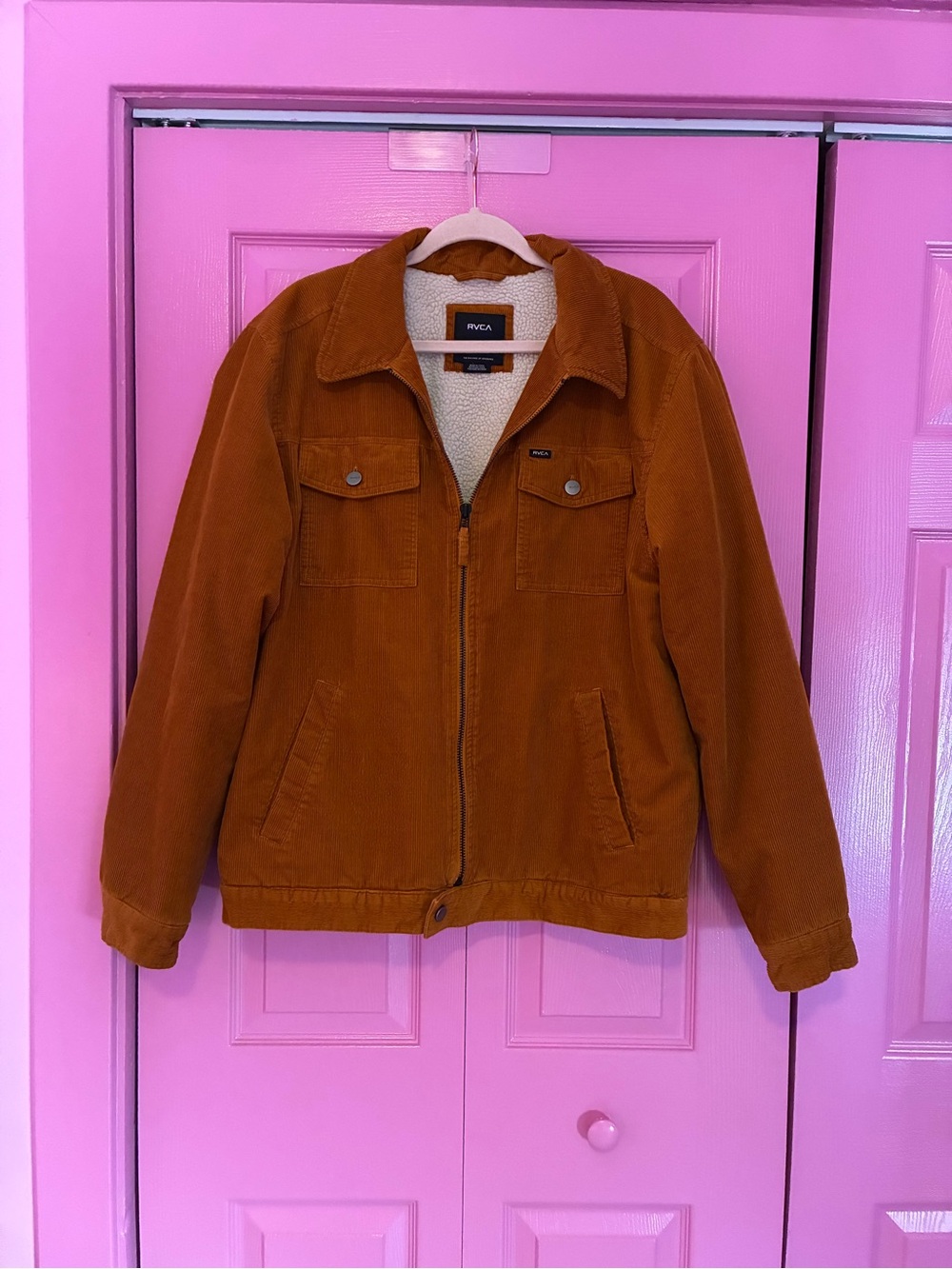 RVCA Men's Corduroy Sherpa Jacket - Rust